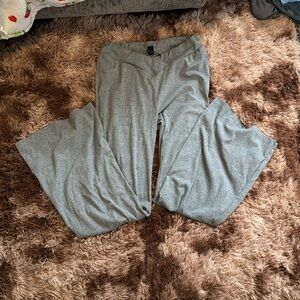 Ribbed Grey Flared Leggings